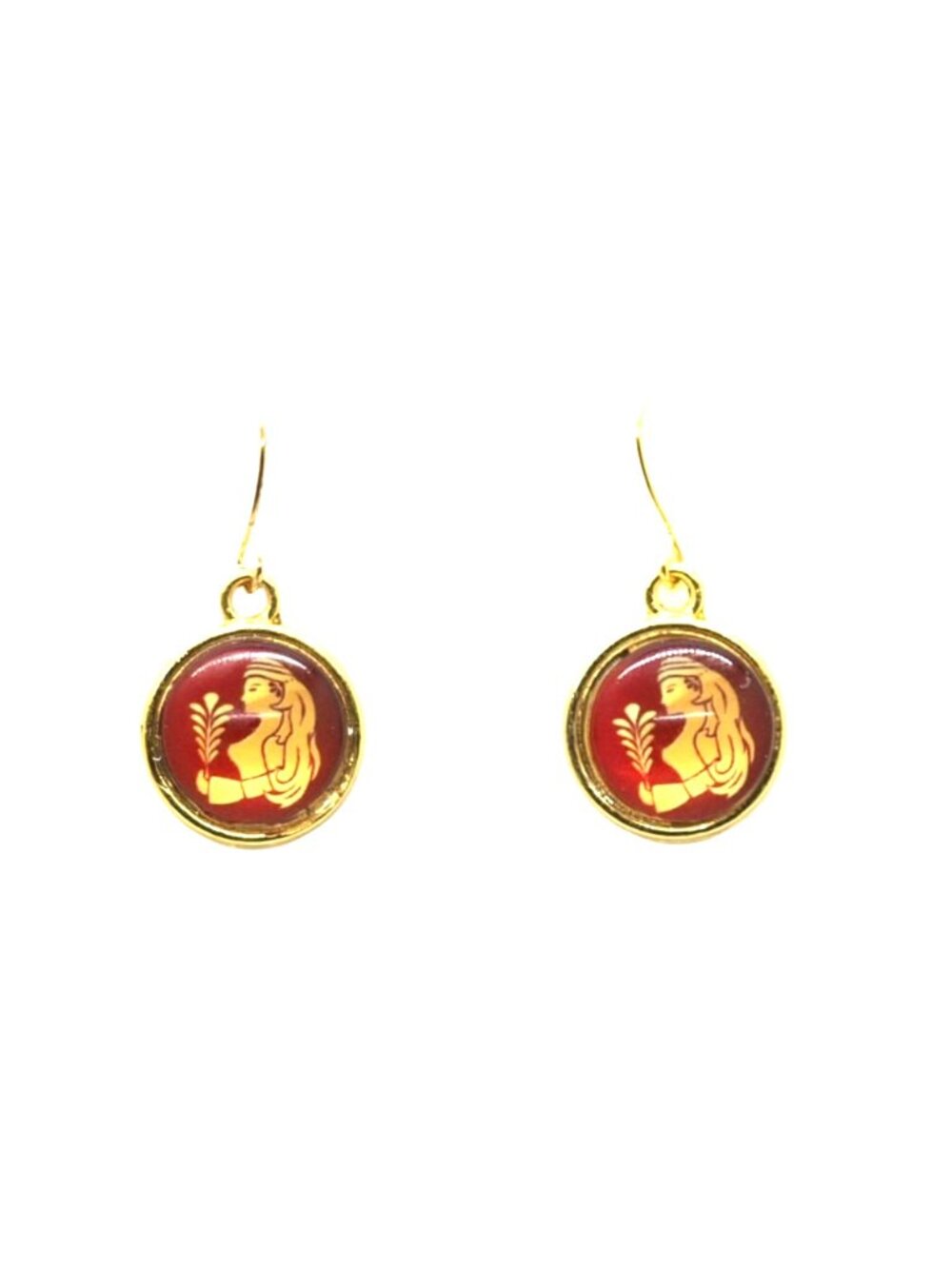 Red Virgo Gold Earrings
